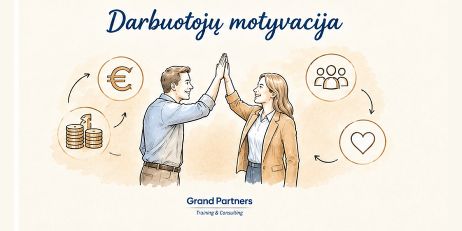 Nuotraukoje vaizduojami du žmonės suplojantys rankomis su viršuje užrašu: 