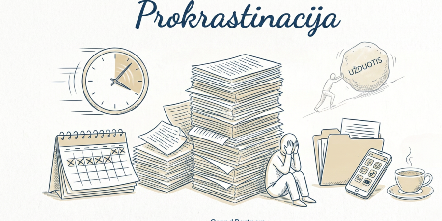 Nuotraukoje vaizduojama prokrastinacija